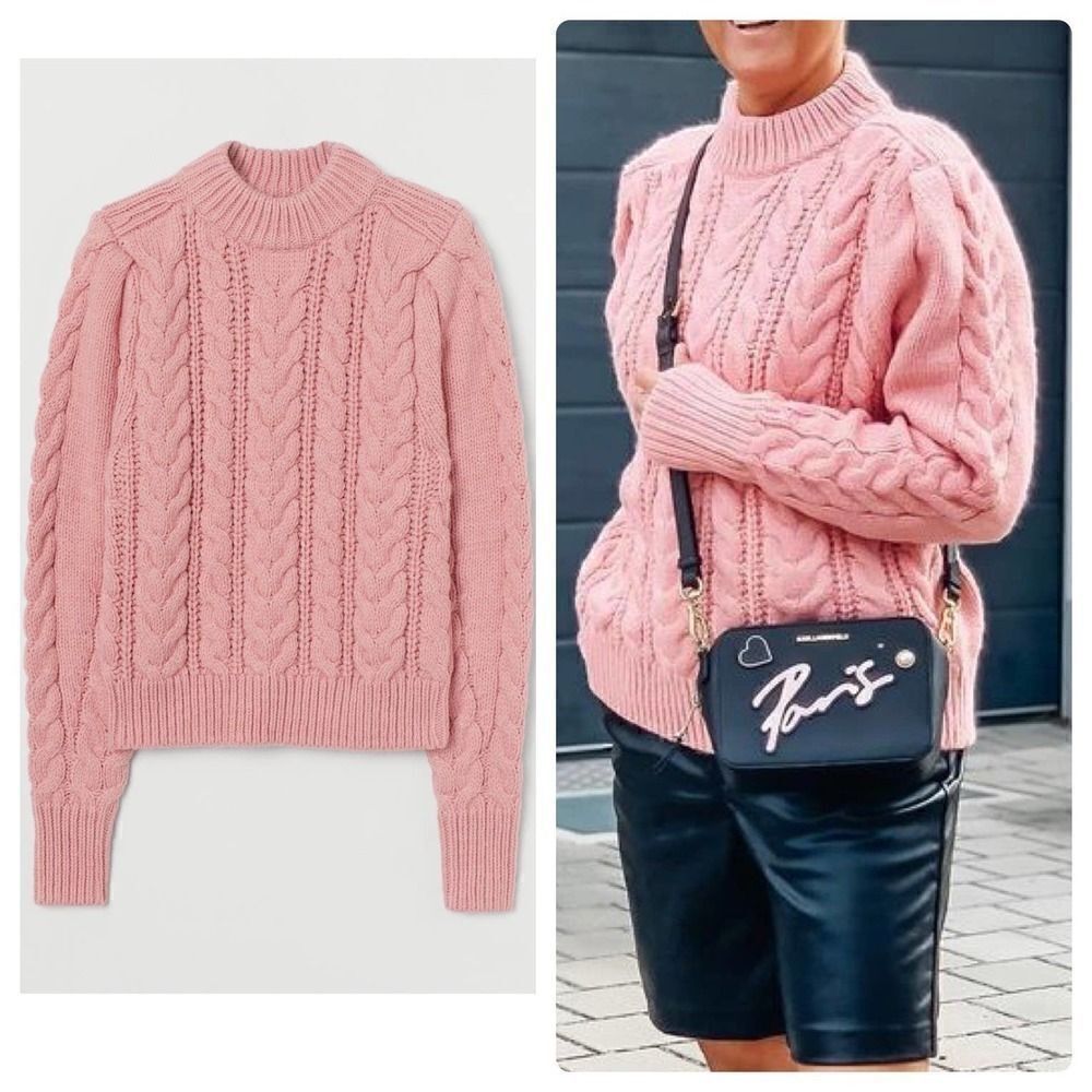 H&M pink cable knit sweater